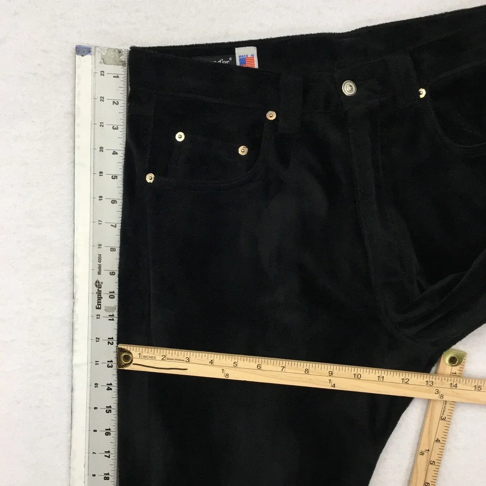 VINTAGE Panno d'or Mens Black Faux Fur Velvet Pants USA Made Straight Leg 32x33